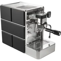 Hausgebrachter Siebträger-Kaffeekocher Stone Espresso Mine Black mit einem praktischen Manometer zur Druckkontrolle bei der Zubereitung von Espresso.