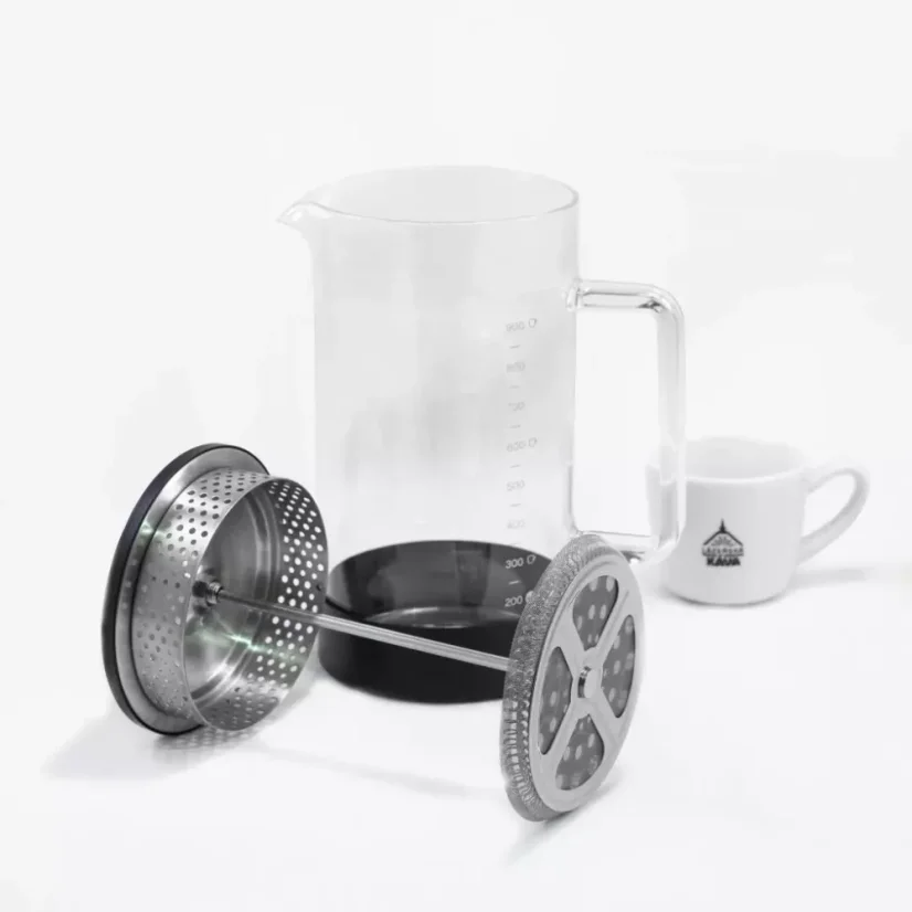 Black Barista & Co Core French press with a capacity of 1000 ml, ideal for coffee preparation.