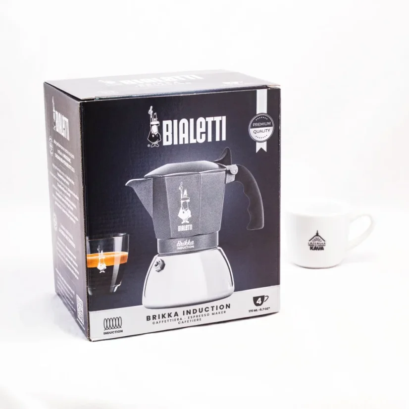 Moka kanvica Bialetti Brikka Induction pre 4 šálky, vhodná na použitie na indukčných varičoch.