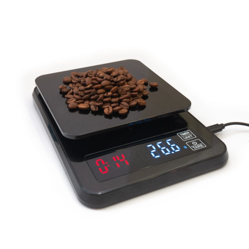 Backlit display of the Barista Space scale.