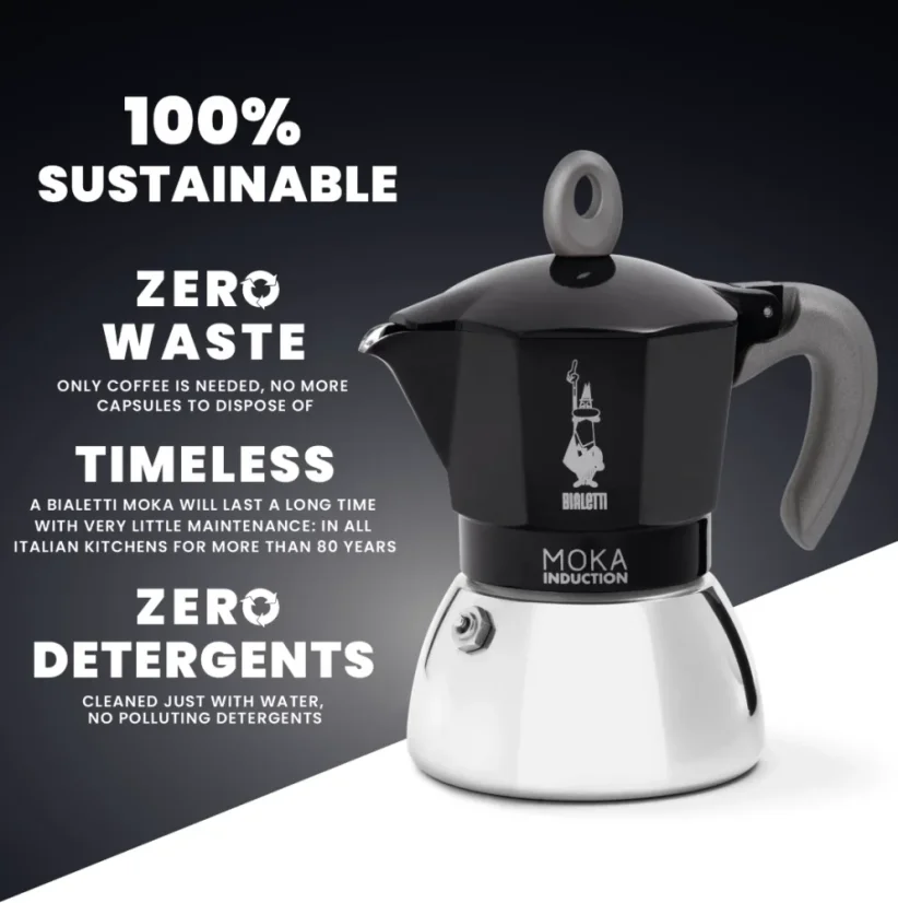Popis praktičnosti kanvice Bialetti New Moka Induction
