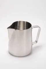 Stainless steel milk jug with a pointed spout