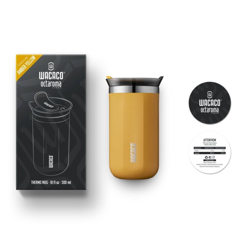 Mug thermo de voyage Wacaco Octaroma Lungo - Jaune ambré 300 ml