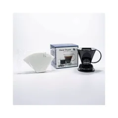 Kunststoff-Kaffeebereiter Clever Dripper L mit einem Volumen von 500 ml in Schwarz, der die Zubereitung von bis zu 3 Tassen Kaffee ermöglicht.