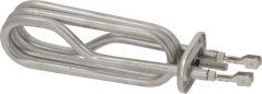 Heizelement 1200W 240V, gewellte metalleschen Heizkierper mat Montageflansch a zwee flache Konnektoren Heizelement 1200W 240V, gewellte metalleschen Heizkierper mat Montageflansch a zwee flache Konnektoren