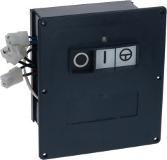 Schwaarz Tastatur aus Plastik mat dräi beliichte Symboler (Stop, Start, Dréiregler) a Stecker hannen. Schwaarz Tastatur aus Plastik mat dräi beliichte Symboler (Stop, Start, Dréiregler) a Stecker hannen.