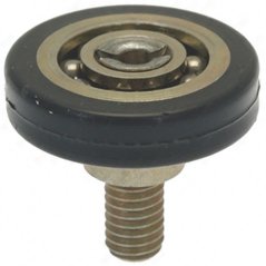 Lager Ø 24 mm, Rolle mat Kugellager, schwaarzer Gummi-Uewerfläch a Gewandsstëft Lager Ø 24 mm, Rolle mat Kugellager, schwaarzer Gummi-Uewerfläch a Gewandsstëft