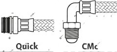 Zeechnung vun zwou Zorten Schlauchenner – eng gerued Quick-Aschraufung an e gebogent CMc-Schraufstéck. Zeechnung vun zwou Zorten Schlauchenner – eng gerued Quick-Aschraufung an e gebogent CMc-Schraufstéck.