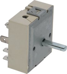 Energie-Regulator mat engem beige Plastikkierper an engem Metallgehäus, riicht Metallwell a Faston-Steckverbindunge un der Säit. Energie-Regulator mat engem beige Plastikkierper an engem Metallgehäus, riicht Metallwell a Faston-Steckverbindunge un der Säit.