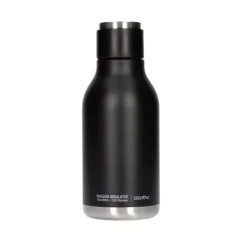 Schwarze Reiseflasche Asobu Urban Water Bottle mit einem Volumen von 460 ml, ideal zur Temperaturerhaltung von Getränken.
