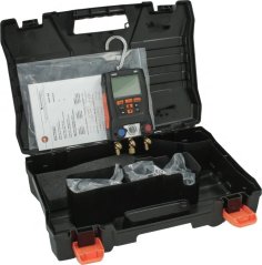Digital Drockmooss Testo 550s, opene Koffer mat Schläich an Zubehier a Fächer.