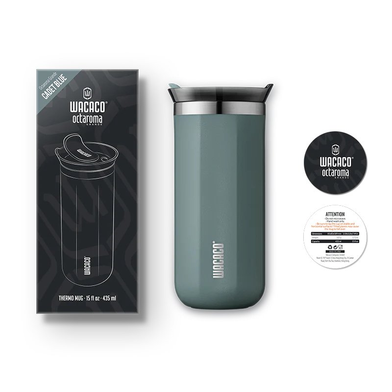 Cestovný termohrnček Wacaco Octaroma Grande - Cadet Blue 435 ml
