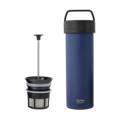 Presse à café ultra léger en bleu foncé de 450 ml, fabriqué en acier inoxydable de haute qualité, garantissant sa longévité et sa résistance.