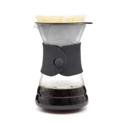 Hario V60 Drip Decanter avec poignée en cuir noir et filtre en papier