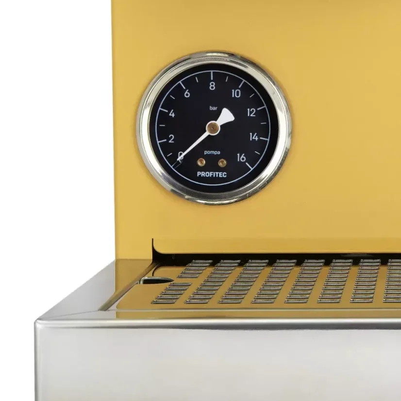 Single-serve espresso machine in yellow.