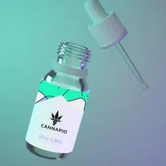 Bottle of Cannapio CBD Medical 10% natural full-spectrum oil, 10 ml volume.