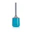 Plastic strainer in grey color with a blue tray for resting the strainer