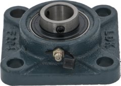 Lagerflansch mat véier Montagelächer an enger Schmierkapp op der Säit. Lagerflansch mat véier Montagelächer an enger Schmierkapp op der Säit.