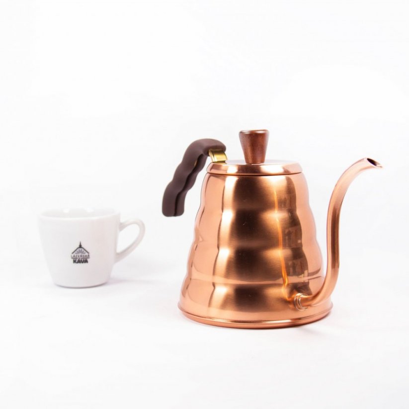 Hario Buono stainless steel teapot in copper colour.