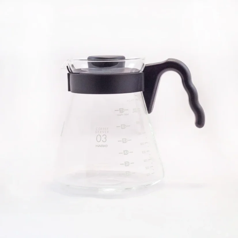 Sklenená kanvica na kávu Hario Coffee Server V60-03 s objemom 1000 ml, ideálna na prípravu filtrovanej kávy.