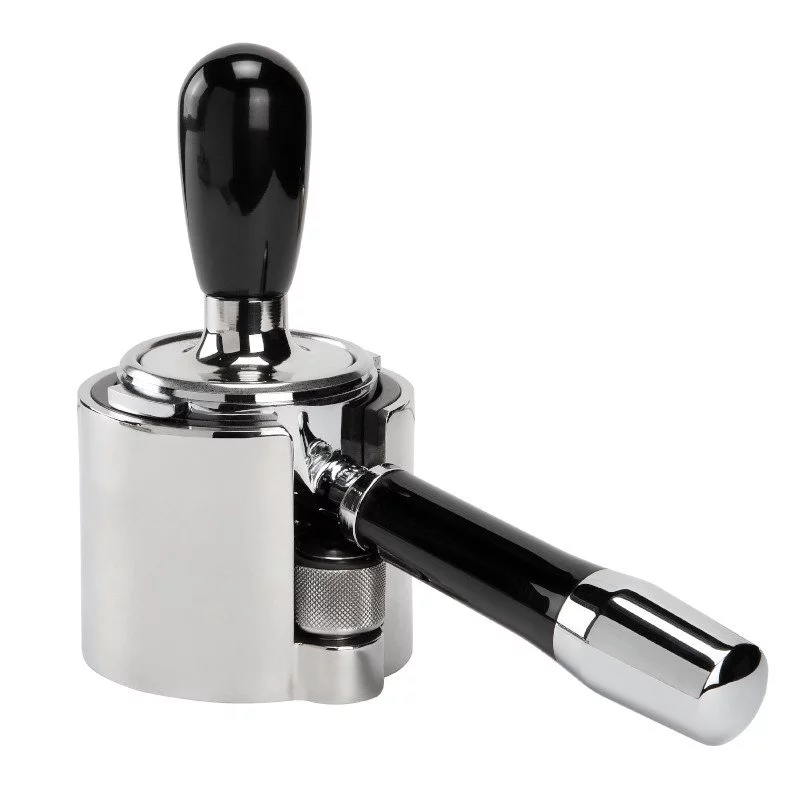 Tamping station, portafilter and tamper.