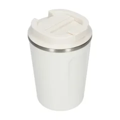 Fehér Asobu Cafe Compact termobögre 380 ml térfogatú, rozsdamentes acélból készült, ideális utazáshoz.