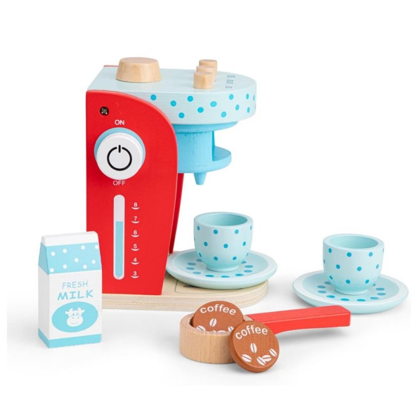 New Classic Toys - Macchina da caffè per bambini rosso/blu
