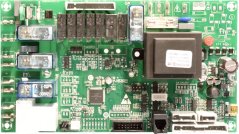 Elektronesch Plack EVO2 Base ELCA mat 12 Relaisen, gréng Plack mat enger Rei Relaisen, Sécherungen an engem Transformator.