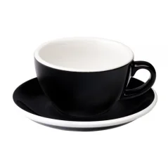 Kubek i spodek Loveramics Egg na cappuccino 200 ml - czarne