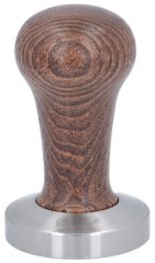 Tamper mat brongem Holzgrëff a poléierter Edelstolbasis, mam Opdrock Made in Italy
