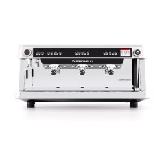 Máquina de café profesional de dos grupos Nuova Simonelli Aurelia Volumetric 2GR en color blanco.