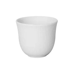 Wit proefkopje van porselein met een inhoud van 250 ml en een reliëfpatroon, geschikt voor cupping.