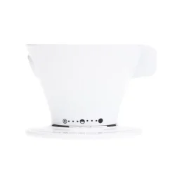 White pour-over dripper, ideal for brewing filtered coffee.