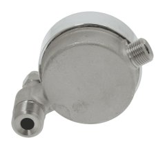 Inox-Kuckglas mat ronnem Kierper an zwee Gewënnuschlëss, Usiicht vun hannen Inox-Kuckglas mat ronnem Kierper an zwee Gewënnuschlëss, Usiicht vun hannen