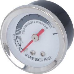 Ronnen Manometer mat engem wäisse Ziffereblat, enger rouder Nol, engem verchromte Kader an dem Opdrock Espresso Range. Ronnen Manometer mat engem wäisse Ziffereblat, enger rouder Nol, engem verchromte Kader an dem Opdrock Espresso Range.
