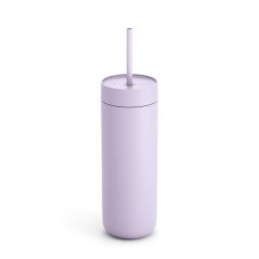 Thermobecher mit Strohhalm für kalte Getränke in lila.