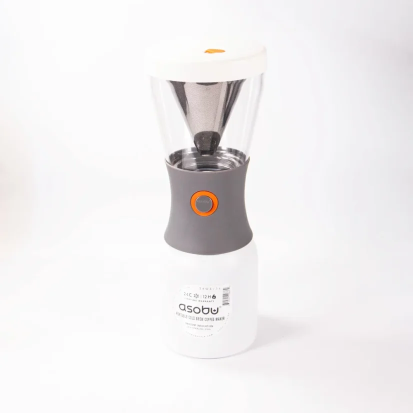 White Asobu coffee maker for homemade cold brew.