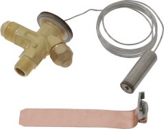 Thermostatesche Messingventil Danfoss TS2 SCOTSMAN mat enger Uschlossmotter, enger laanger Kapillarleitung an engem Sensor mat enger Klemmklamm. Thermostatesche Messingventil Danfoss TS2 SCOTSMAN mat enger Uschlossmotter, enger laanger Kapillarleitung an engem Sensor mat enger Klemmklamm.