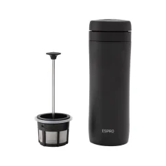 Travel French Press and thermos in one. Black color, 300 ml. Travel French Press and thermos in one. Black color, 300 ml.