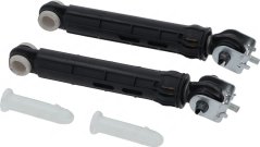 Satz Stoßdämpfer 100N WHIRLPOOL C00309597, zwee schwaarz Dämpfer mat wäisse Gehaiser a zwee Plastikstëft.