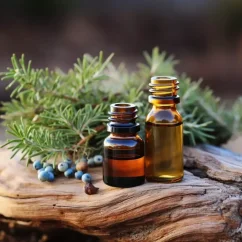 Glass bottle with 100% natural Juniper essential oil with a volume of 10 ml, which has relaxing properties. Glass bottle with 100% natural Juniper essential oil with a volume of 10 ml, which has relaxing properties.