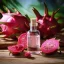 Flacon en verre de 10 ml d'huile essentielle 100 % naturelle de fruit du dragon, idéale pour le soin de la peau.