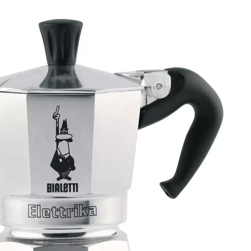Cafetière Moka en acier inoxydable avec source de chaleur standard pour 2 tasses de café.