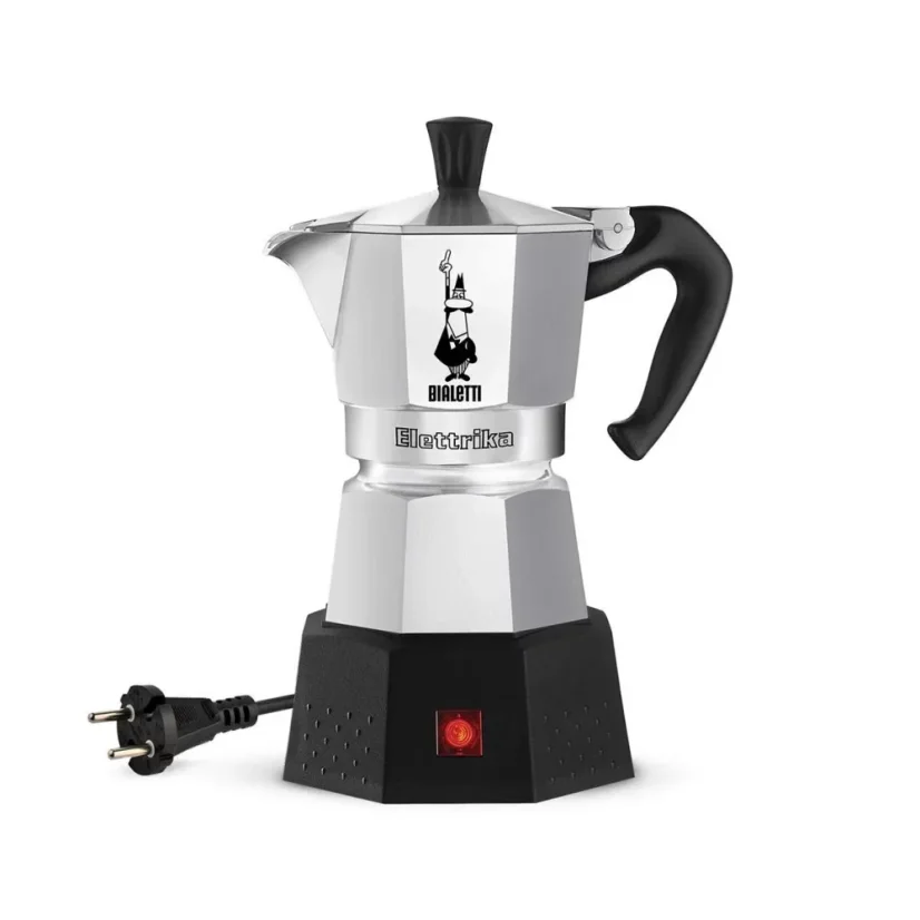 Cafetière Moka argentée Bialetti Moka Elettika Standard avec source de chauffage pour 2 tasses de café
