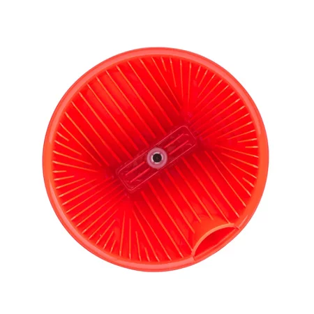 Red plastic dripper, perfect for brewing filtered coffee.