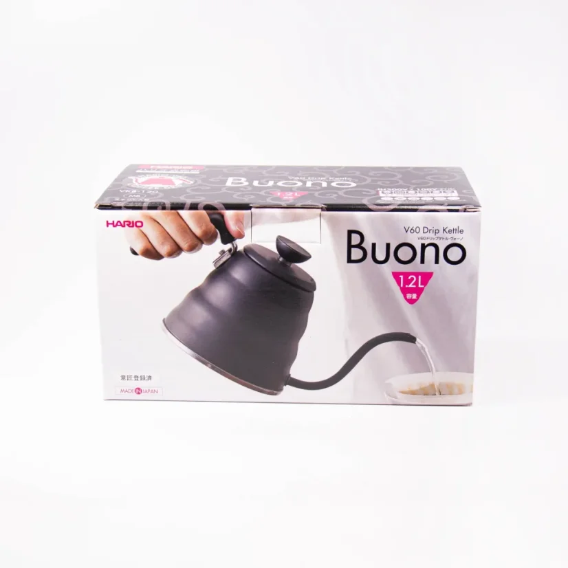 Gooseneck kettle in black packaging.
