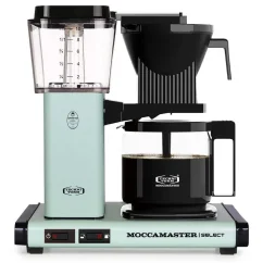 Pasztellzöld Technivorm Moccamaster KBG Select otthoni kávéfőző.
