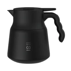 Thermoskanne Hario Insulated Server V60-03 Plus aus Edelstahl in Schwarz mit einem Volumen von 800 ml, ideal, um Ihren Kaffee lange heiß zu halten.