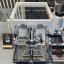 ECM Synchronika, white home espresso machine with an automatic cleaning system.