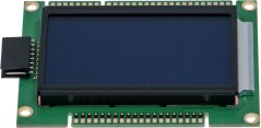 Gréng Display-Kaart mat engem bloen LCD-Panel an enger Rei Steckerpiner un der Säit. Gréng Display-Kaart mat engem bloen LCD-Panel an enger Rei Steckerpiner un der Säit.